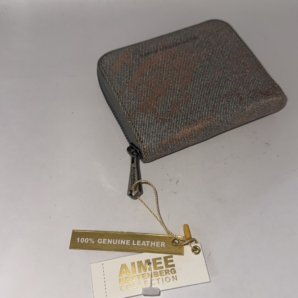 Aimee Kestenberg Leather Zip Around Wallet Brixton Rose Gold Denim - Picture 8 of 10